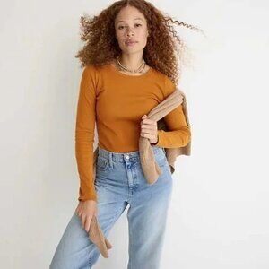 J. Crew Perfect-Fit Long Sleeve Crewneck T Shirt in Burnished Pecan - Sz L